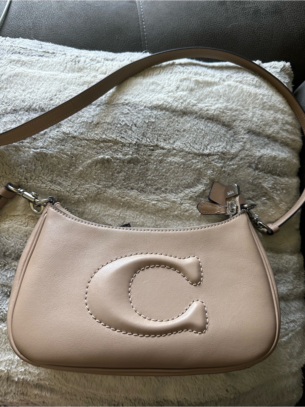 Coach Leather Crossbody Bag With Embossed C